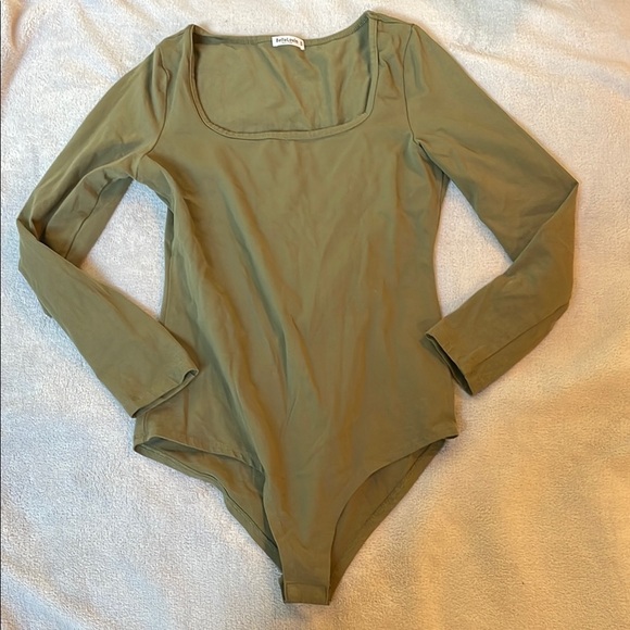 Olive Green Long Sleeve Bodysuit - Picture 3 of 5